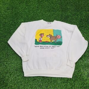 Vintage 1990 Funny Dog Sweatshirt XL 23x25 Laff-Line